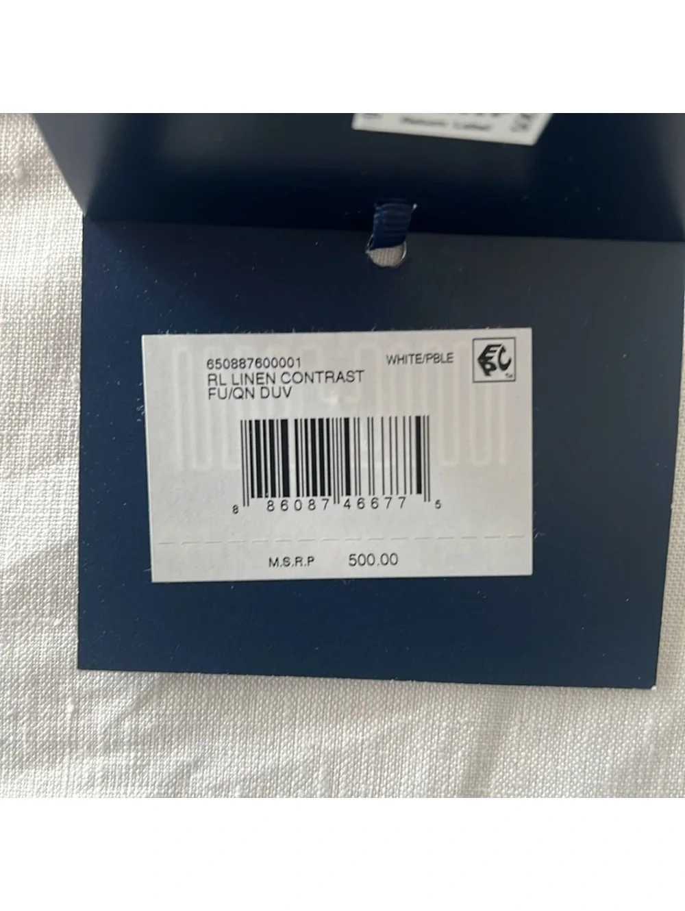 Ralph Lauren RL Linen Contrast Full/Queen Duvet Cover in White Pebble, NWT $500
